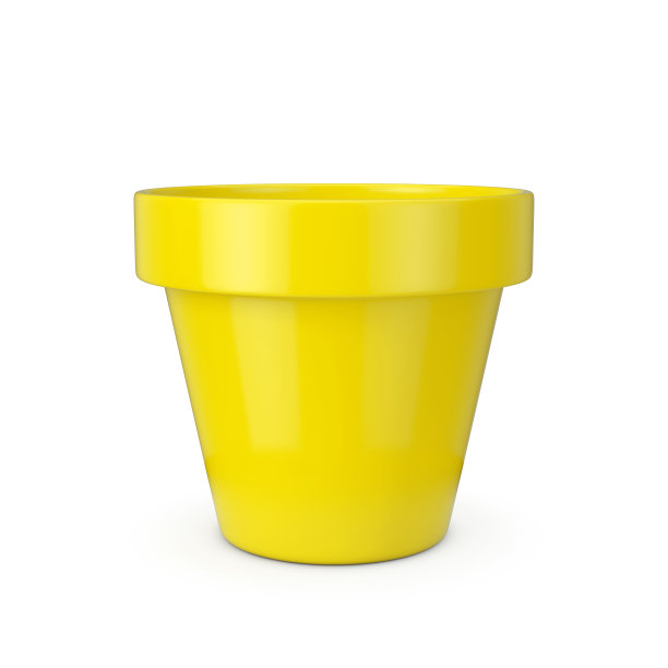 空黄色未画塑料花盆。3d渲染图片下载