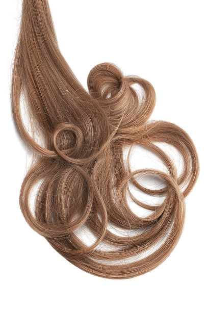卷曲的棕色头发孤立在白色背景上。圆形状的图片下载