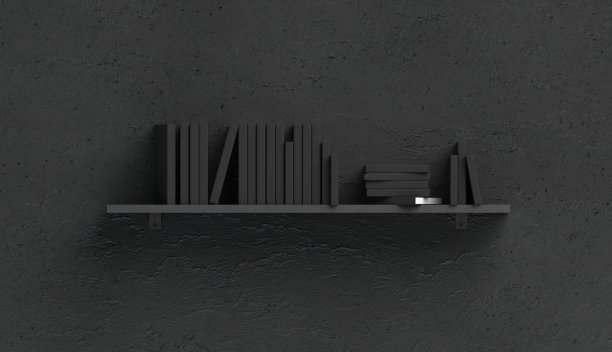 空白的黑色书籍堆叠模型在架子上安装图片下载
