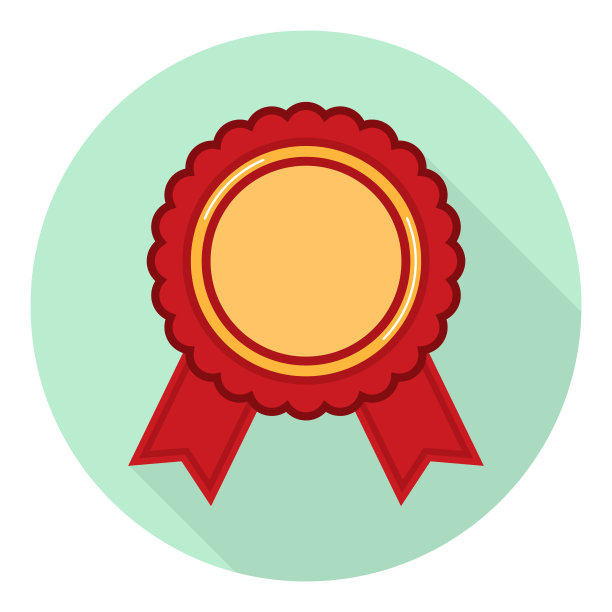 扁平图标的金牌与红丝带孤立图片下载