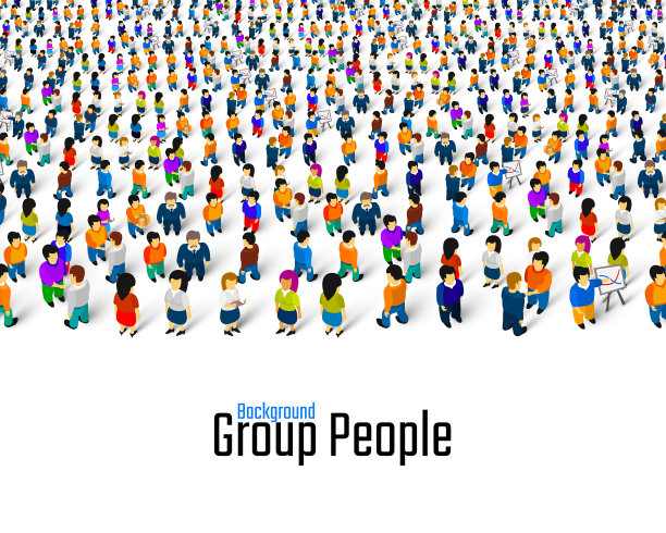 一群白色背景的人，商业封面。图片下载