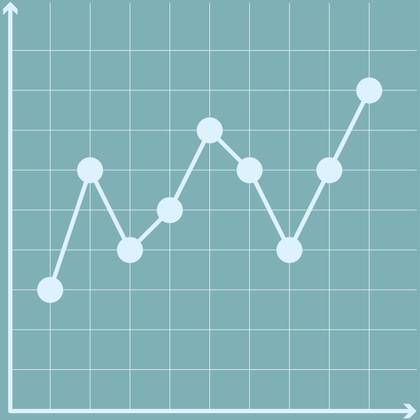 向上的趋势线与点蓝色图形纸矢量插图商业和教育图片下载