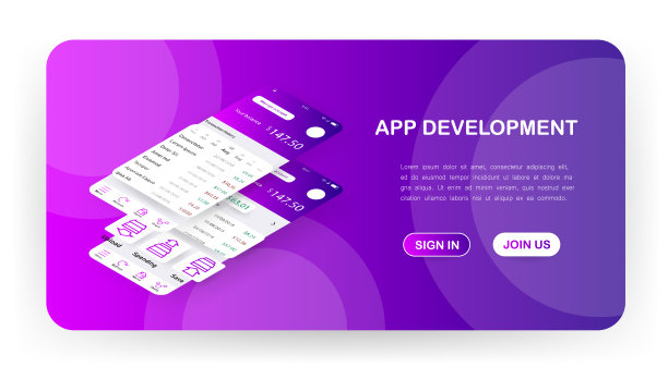 智能手机widjet手机应用用户界面设计财务理财应用。UI, UX, GUI web风格，简约的平面渐变半色调设计。图片下载