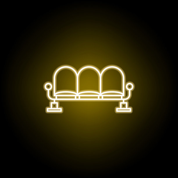 在候车室的座位是霓虹灯风格的图标。符号和符号可以用于网页，标志，手机应用程序，UI，用户体验图片下载