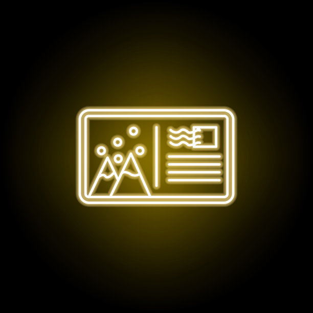 霓虹灯风格的冬季卡片图标。旅游插画元素。符号和符号可以用于网页，标志，手机应用程序，UI，用户体验图片下载