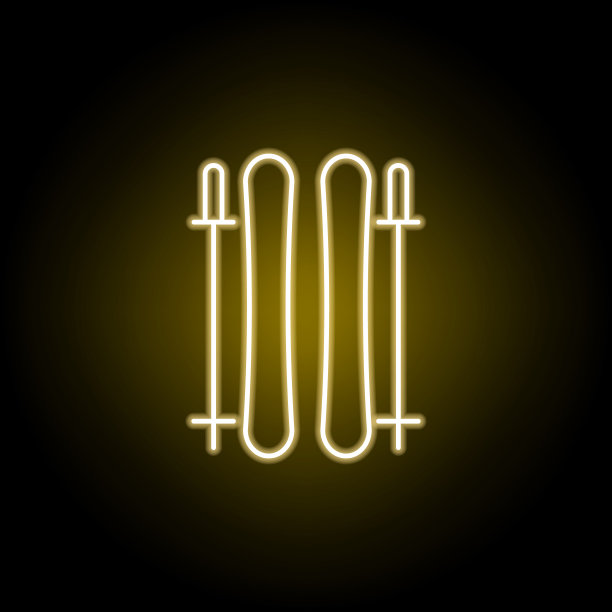 霓虹风格的滑雪图标。符号和符号可以用于网页，标志，手机应用程序，UI，用户体验图片下载