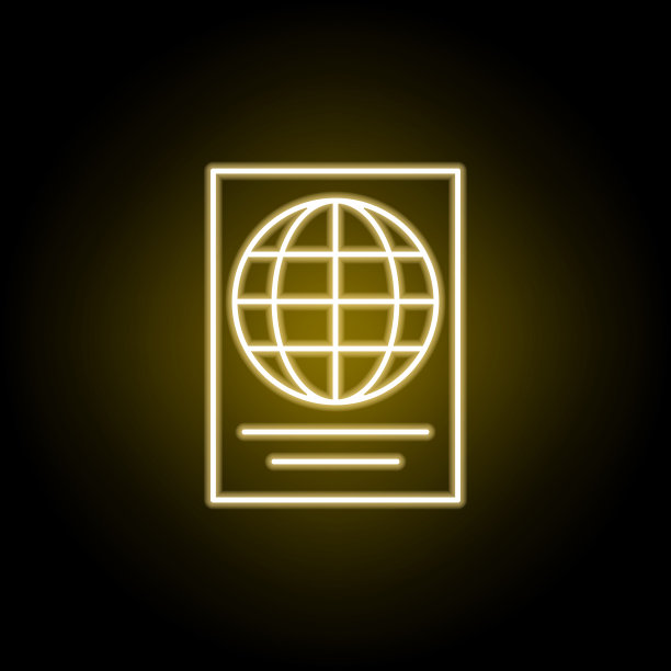 护照图标在霓虹灯风格。旅游插画元素。符号和符号可以用于网页，标志，手机应用程序，UI，用户体验图片下载