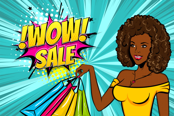 波普女艺术复古女快乐脸图片下载