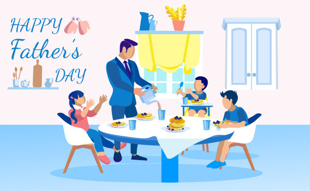 父亲节横幅和家庭早餐图片下载