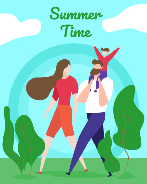 暑期家庭周末，母亲，父亲，孩子图片下载