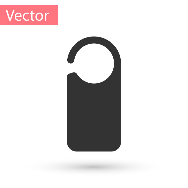 灰色的门悬挂标签的房间在酒店或度假村图标孤立在白色背景。请不要打扰指示牌。矢量图图片下载