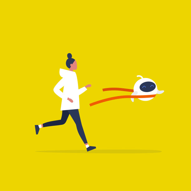 人类和机器人之间的竞争。人工智能。技术。的概念。平面可编辑矢量插图，剪辑艺术图片下载