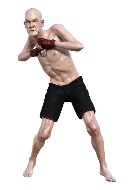3D插图高级男子拳击在白色图片下载