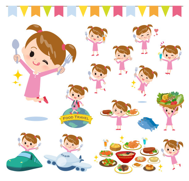 粉红衣服女孩美食节图片下载