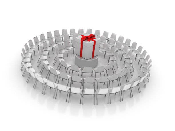 带礼盒的椅子圈- 3D渲染图片下载