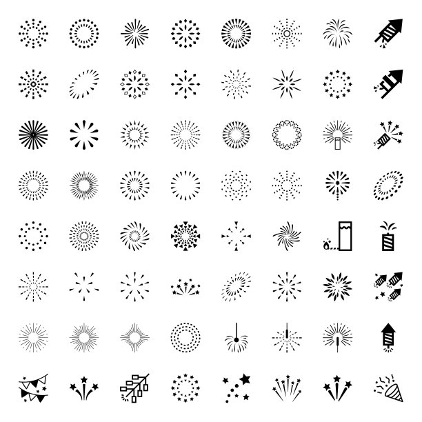 烟花火箭矢量图标集图片下载