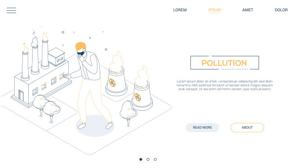 空气污染线设计风格等距网横幅图片下载