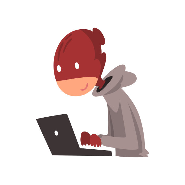 黑客伪装在笔记本电脑上工作，互联网犯罪，计算机安全技术卡通矢量插图图片下载