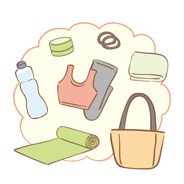 瑜伽用品插画套装图片下载