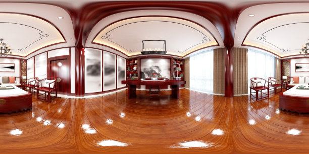 360度木质办公，3d效果图图片下载