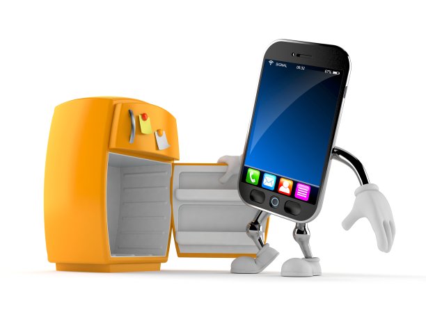 智能手机字符与开放式冰箱图片下载