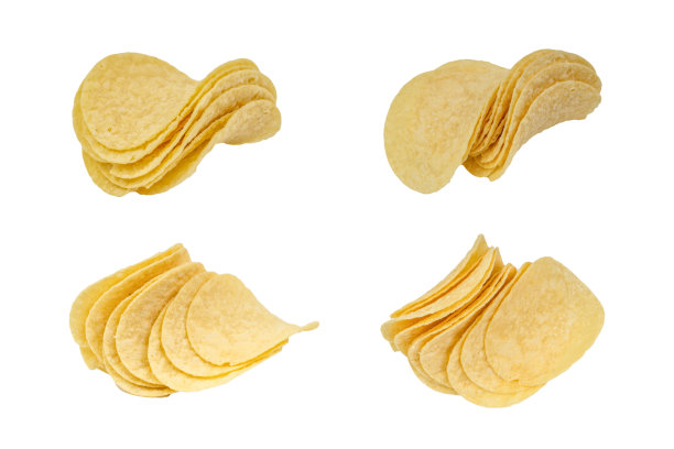 用选择性聚焦法在白色背景上分离出薯片图片下载