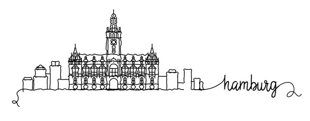 汉堡城市天际线涂鸦标志图片下载