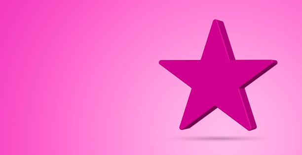 在粉红色抽象背景上的3d星图标图片下载