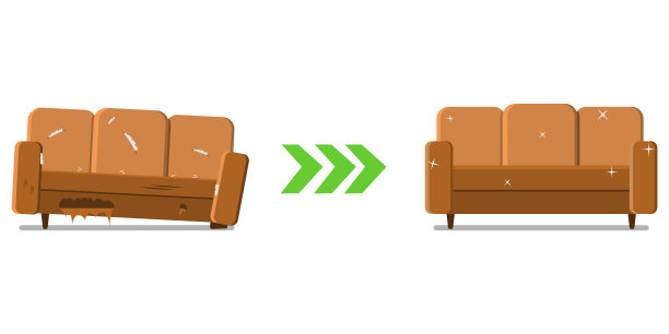 旧沙发的修复，前后对比。图片下载