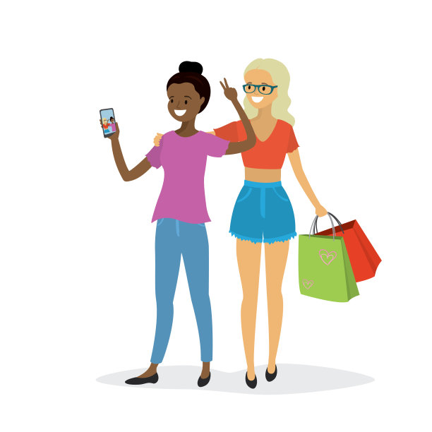 幸福女情侣自拍，美丽女青年图片下载