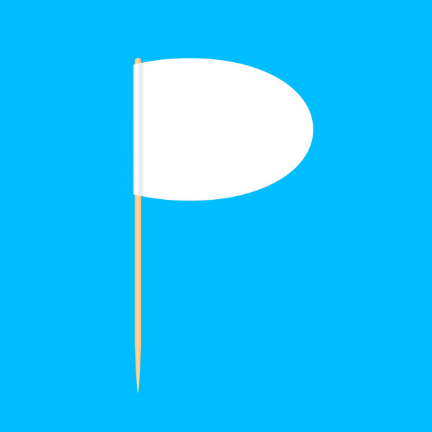 木制牙签旗曲线圆微型孤立在蓝色背景，牙签旗圆曲线圆空白或白色，牙签别针图标，牙签旗小棍指针信息图片下载