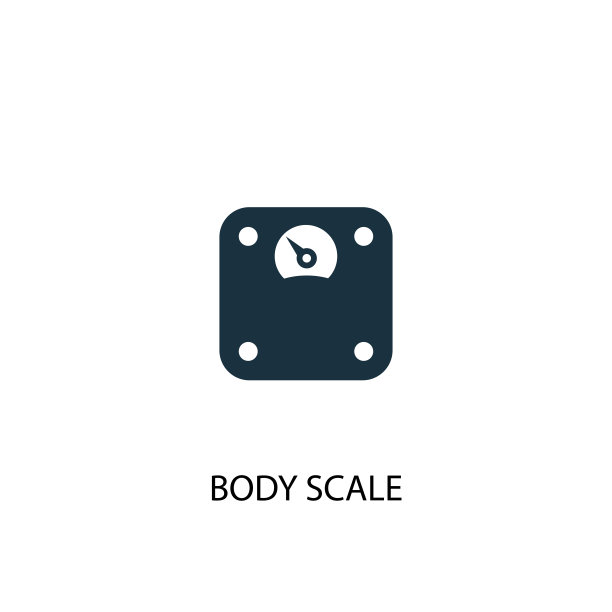 身体比例图标。简单元素说明。身体尺度概念符号设计。可用于网络和手机。图片下载