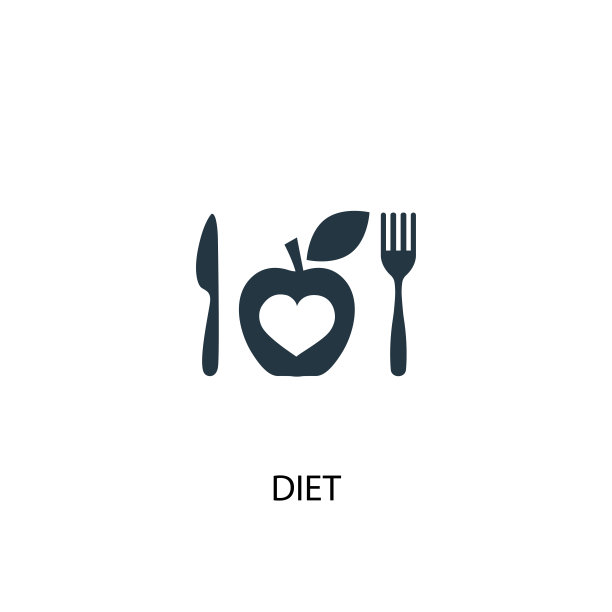 饮食图标。简单元素说明。饮食概念符号设计。可用于网络和手机。图片下载