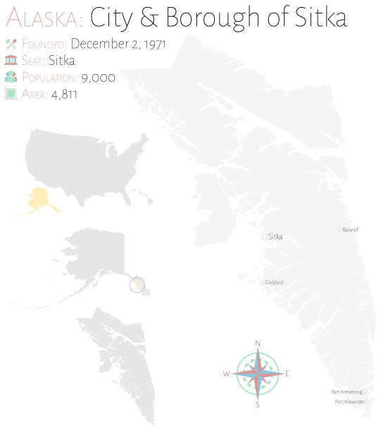 阿拉斯加锡特卡市和自治区地图图片下载