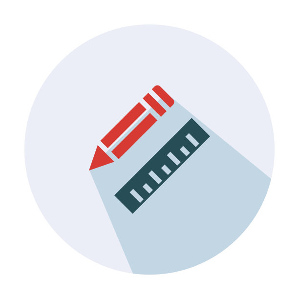 铅笔和标尺图标矢量平面插图图片下载