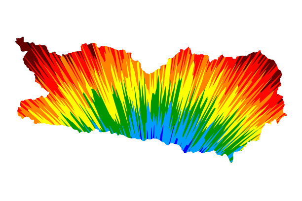 卡林西亚(奥地利共和国、奥地利国)地图是设计彩虹抽象多彩的图案，卡林西亚地图由色彩爆炸制成，图片下载