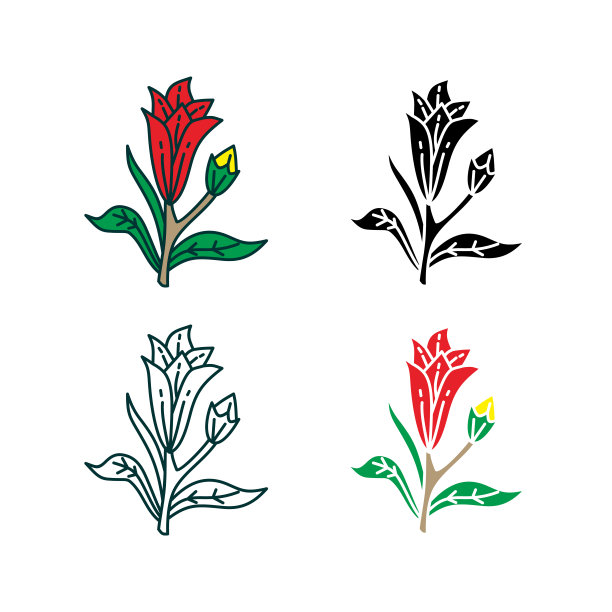 花叶子插图设计模板矢量图片下载