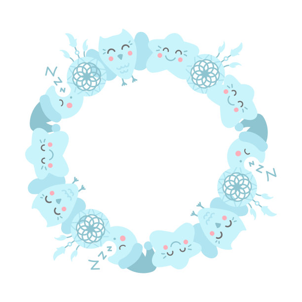 圆形框架模板与涂鸦字符。图片下载