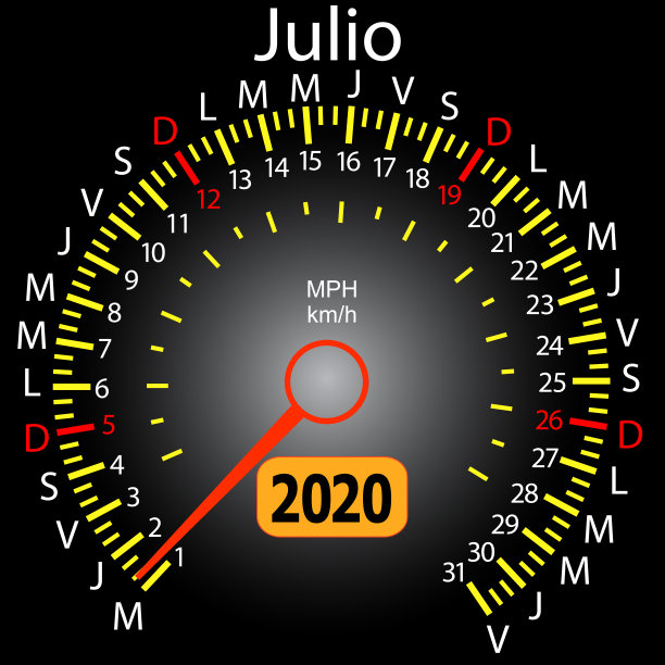 2020年7月西班牙日历测速车图片下载