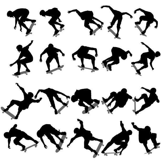 设置ilhouettes一个滑板表演跳跃图片下载