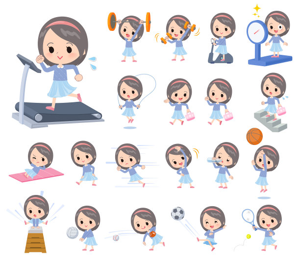 蓝色衣服girl_exercise图片下载
