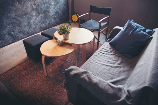 沙发集复古风格。家庭装修设计。室内设计和装饰理念的集合。室内概念。图片下载