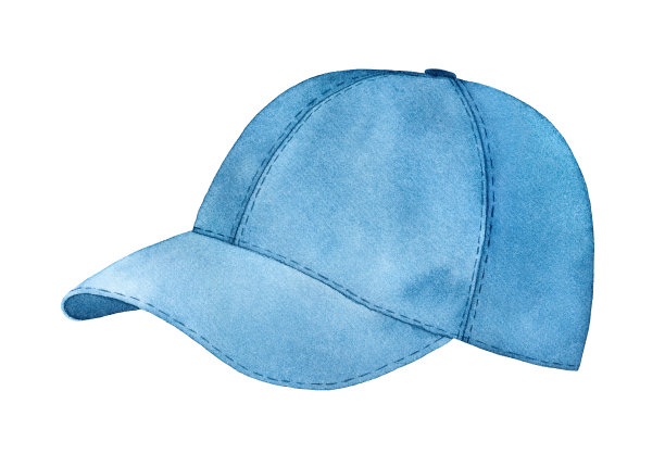 休闲棒球帽水彩插图。在夏日的阳光下保持安全的头饰。一个物体，海军蓝，侧视图。手绘图形绘画，剪纸剪辑艺术元素的设计。图片下载