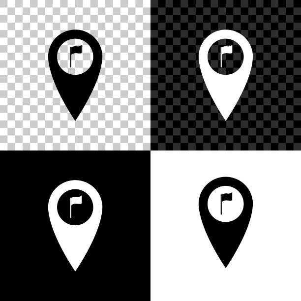 高尔夫球旗地图指针矢量素材图片下载