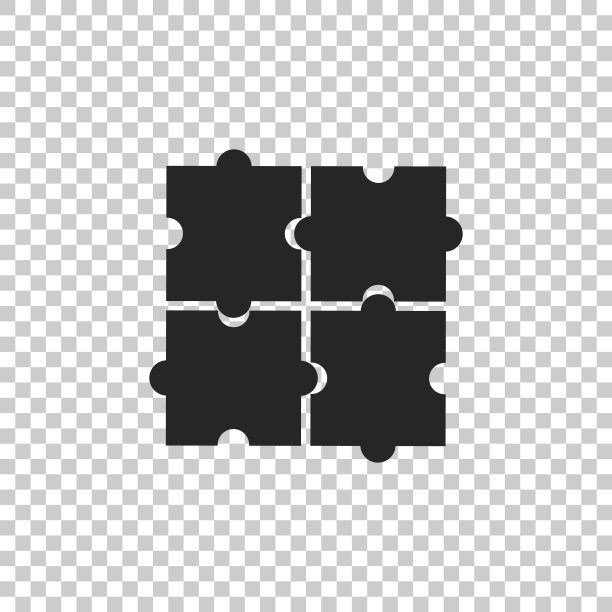 一块拼图图标孤立在透明的背景。商业，营销，财务，模板，布局，信息图，互联网概念。平面设计。矢量图图片下载