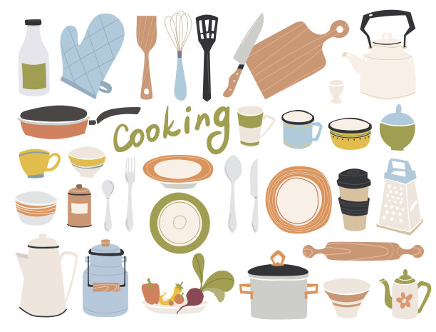 厨房涂鸦矢量图标设置素材图片