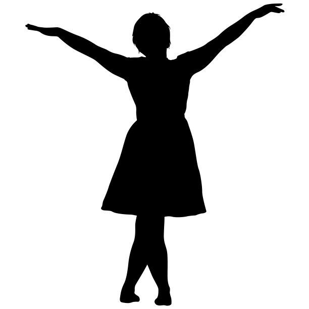 黑色剪影的女人站在那里，人们在白色的背景上图片下载