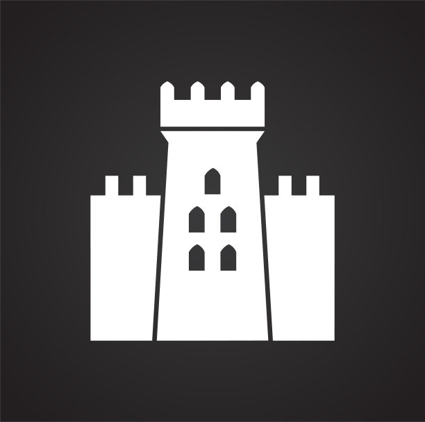 城堡图标的背景图形和网页设计。简单的说明。网站按钮或手机应用的互联网概念符号。图片下载