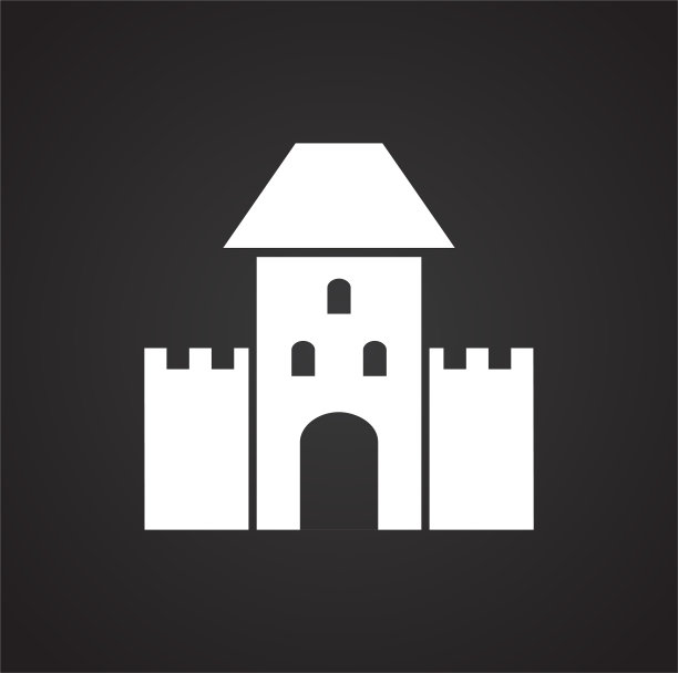 城堡图标的背景图形和网页设计。简单的说明。网站按钮或手机应用的互联网概念符号。图片下载