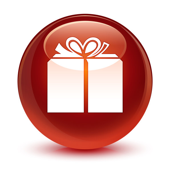 礼盒图标玻璃棕色圆形按钮图片下载